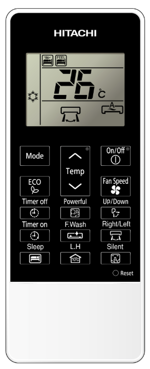 Air Conditioner Remote for Hitachi Model RAS-E25YHAB, RAS-E35YHAB, RAS-E50YHAB, RAS-E60YHAB, RAS-E70YHAB, RAS-E80YHAB ,  RAC-E25YHAB, RAC-E35YHAB, RAC-E50YHAB, RAC-E60YHAB, RAC-E70YHAB, RAC-E80YHAB