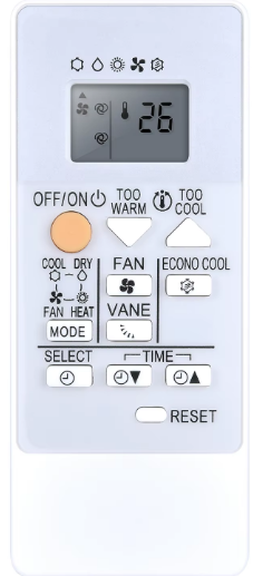 Remote Control For Mitsubishi AirCond Model:  MSZ-GS25VFD